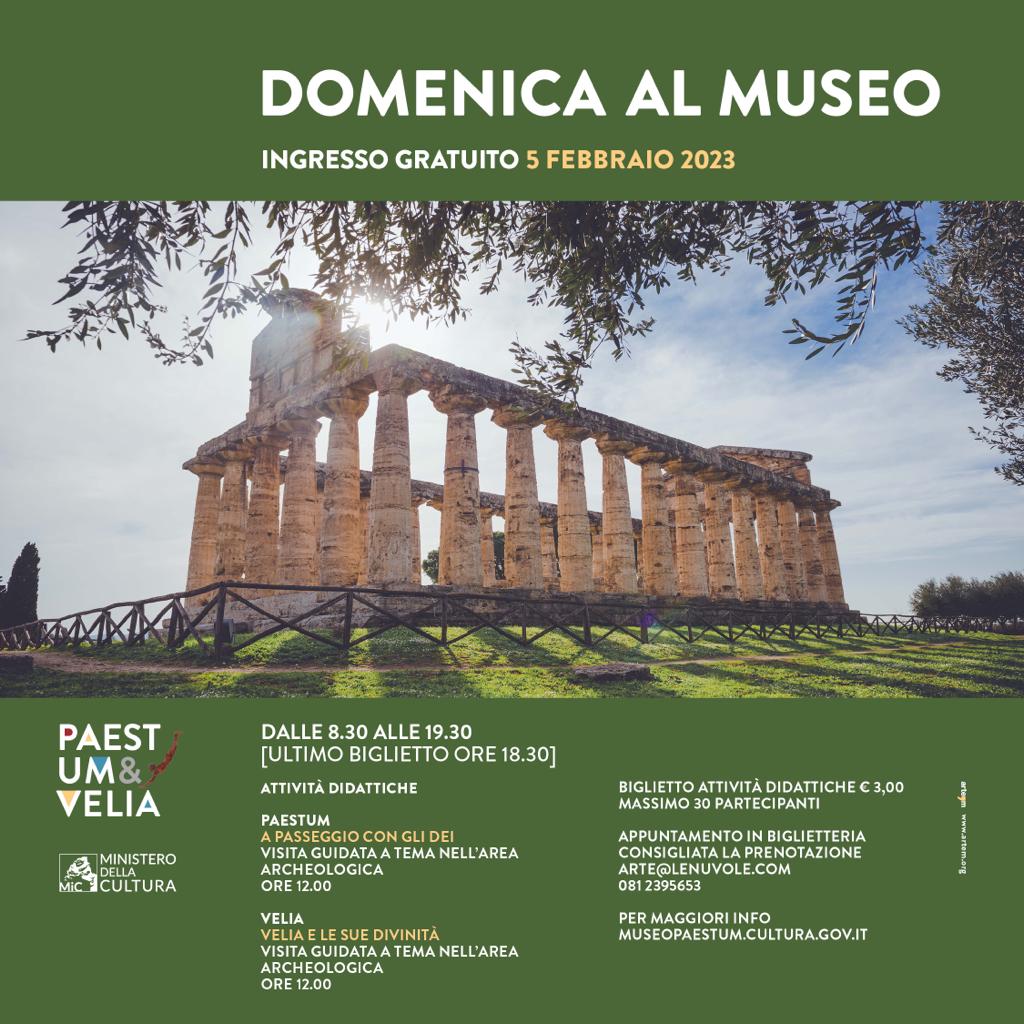 Domenica 5 febbraio 2023 è #domenicalmuseo con ingresso gratuito all’area archeologica di Paestum